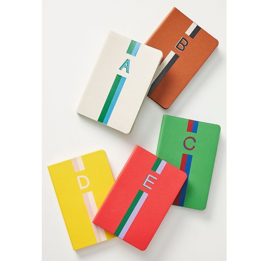 Clare V. For Anthropologie Green Stripe Monogram H Notebook NEW